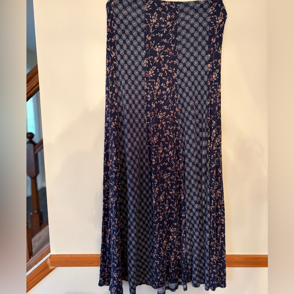 American Rag Navy Maxi Skirt with Pink Floral Print